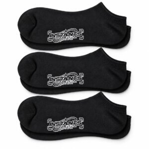 3 Pairs Retro Instants Project Design Black Bamboo Blend Ankle Socks Low Cut US Size 5-10